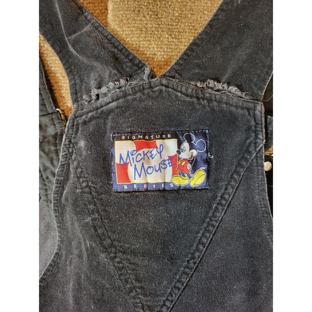 Vintage Mickey Unlimited Size Large Black Velvet Overalls Read Flaw - Picture 5 of 7